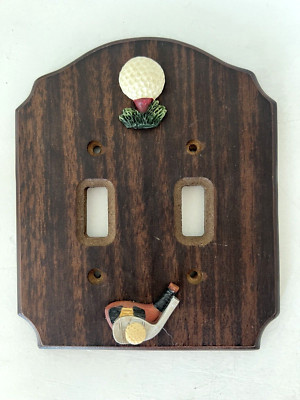 Figi FORE! Golf Double Switchplate Wood Screws Golf Theme Handpainted NEW SPD-10