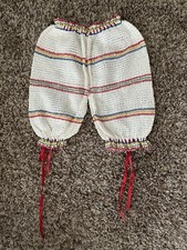 Vintage Crochet Bloomers Pants Infant Primary Colors Baby Girls Lace Tie Rainbow