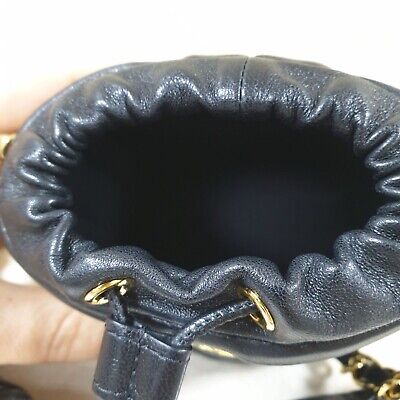 Chanel Mini Bucket Fluffy Chain Black Lambskin Gold Hardware Bag