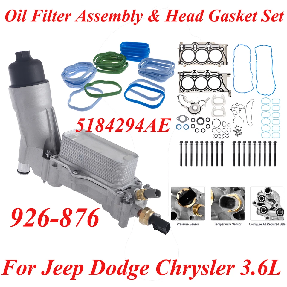 Junta de culata y carcasa de filtro de aceite para Dodge Jeep Chrysler Ram 1500 2011-2016 3,6 L Foto 2 de 4