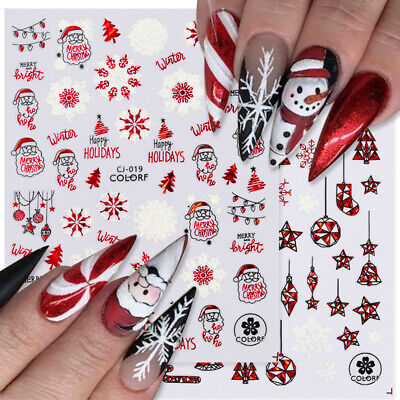 3d Christmas Nail Art Stickers Snowflake Santa Claus Elk - Temu
