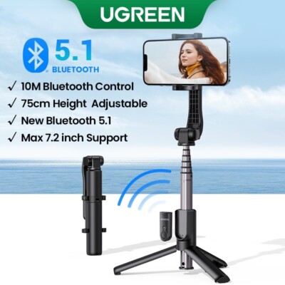 UGREEN Bluetooth Selfie Stick 750mm Tripod Stand Remote Shutter For IOS Android