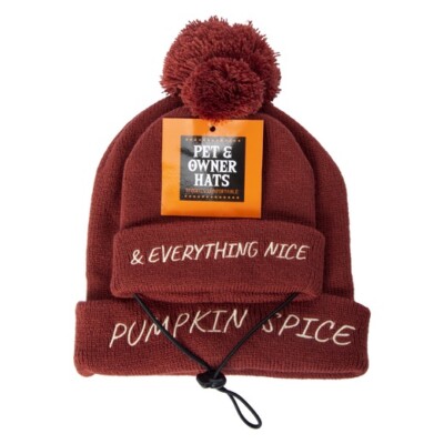 Matching Cat Small Dog Owner Beanie Toboggan Hat- Pumpkin Spice Cute  Fall FS