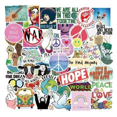   50 Stück Weltfrieden / World Peace Love Hope Stickerbomb Aufkleber