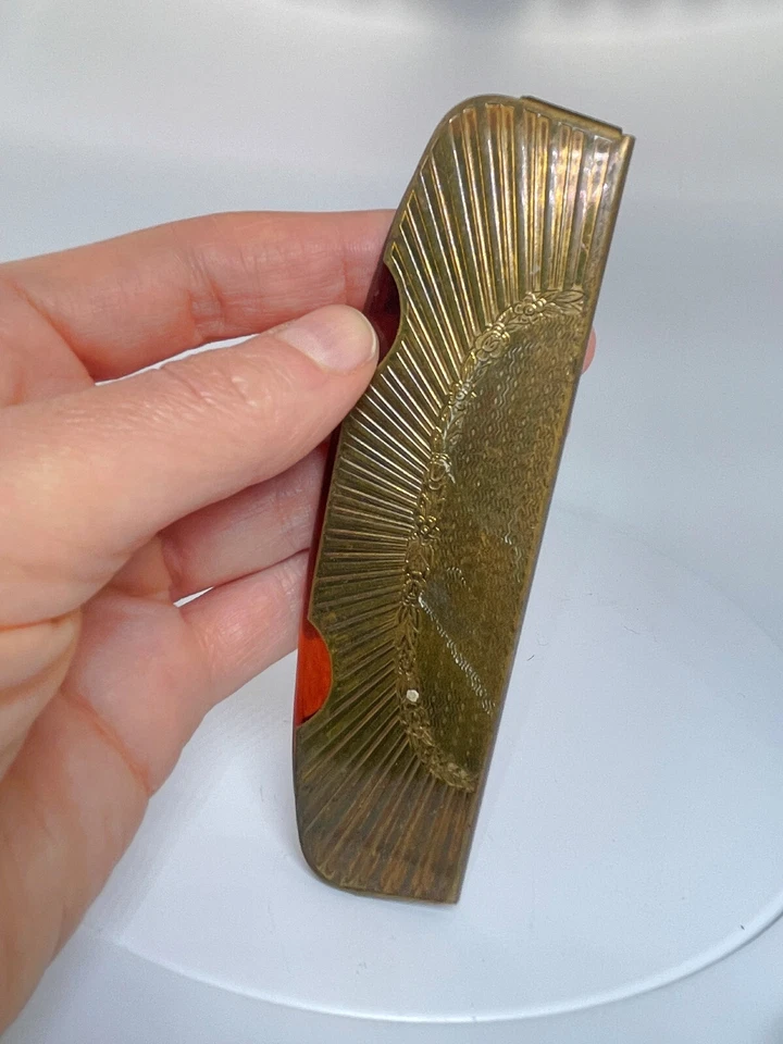 Эдвардианская позолоченная металлическая карманная расческа антикварная расческа для волос - Изображение 2 из 4