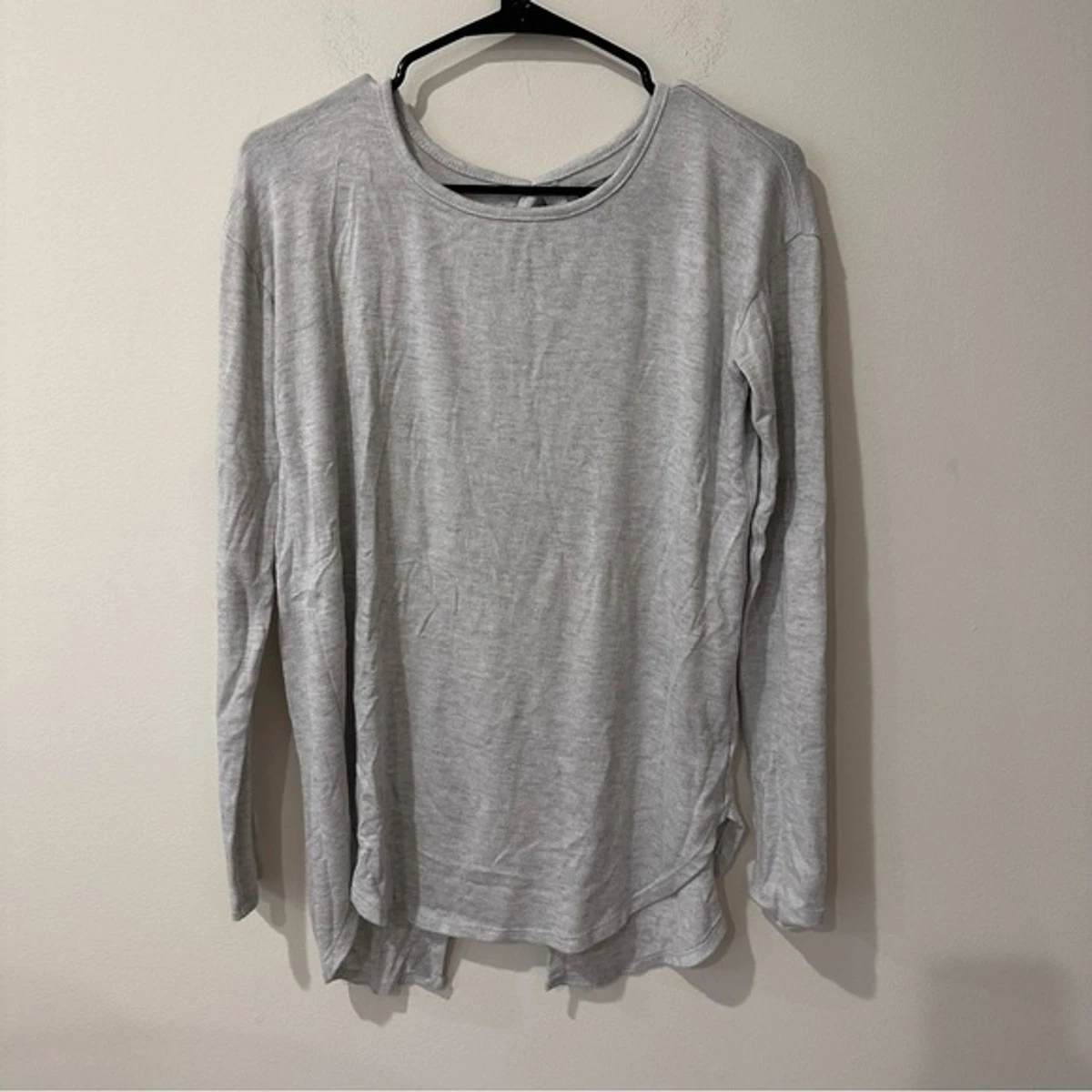 Aerie gray just add leggings open tie back long sleeve top size small