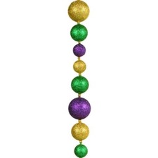 Large Mardi Gras Ball Garland: 6' Foot Tinsel Tree New Orleans Purple Green Gol
