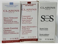 3Pc CLARINS Gentle Foaming Cleanser Super Restorative Total Eye Concentrate 0.1