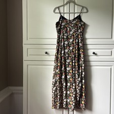 J. Crew Mercantile Tiered Maxi Sweet Pea Black Floral Dress Adjustable Lined 6