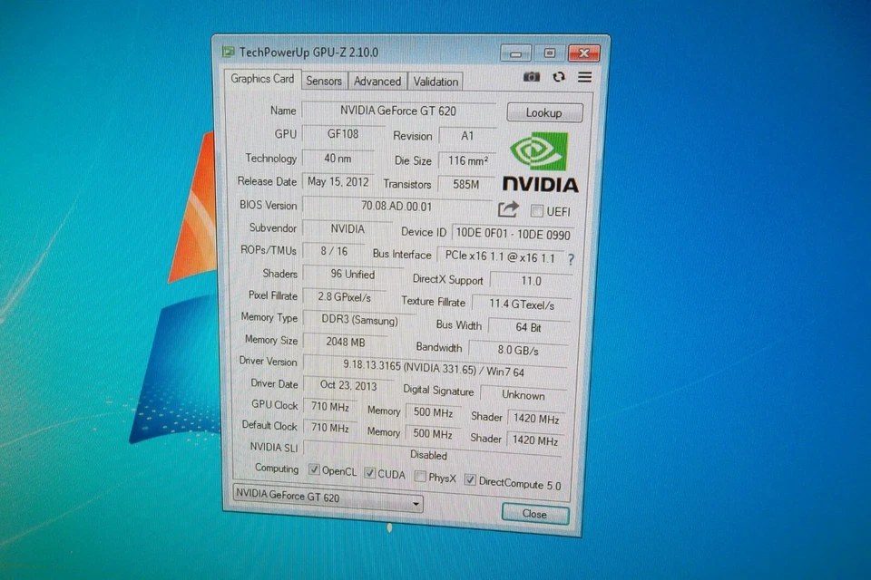 Galaxy Nvidia GT 620 PCIe 2.0 Graphics Card 2GBDDR3 DVI VGA 64-Bit 62TPF4DC3FNZ - Image 2 of 4