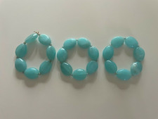 Beaded Bracelet Set Of 3 Oval Translucent Turquoise Elasticized