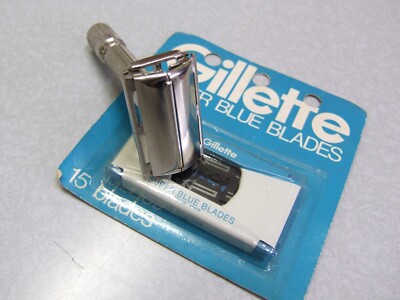 Vintage Gillette Fat Boy Adjustable 195 DE Safety Razor E3 1959