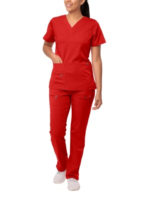 Adar Uniforms Women s Scrub Set - Enhanced V-Neck Top/Multi Pocket Pants