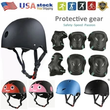 7 Set Adjustable Safety Adult Kids Helmet w/Knee Elbow Wrist Pad Scooter Skate