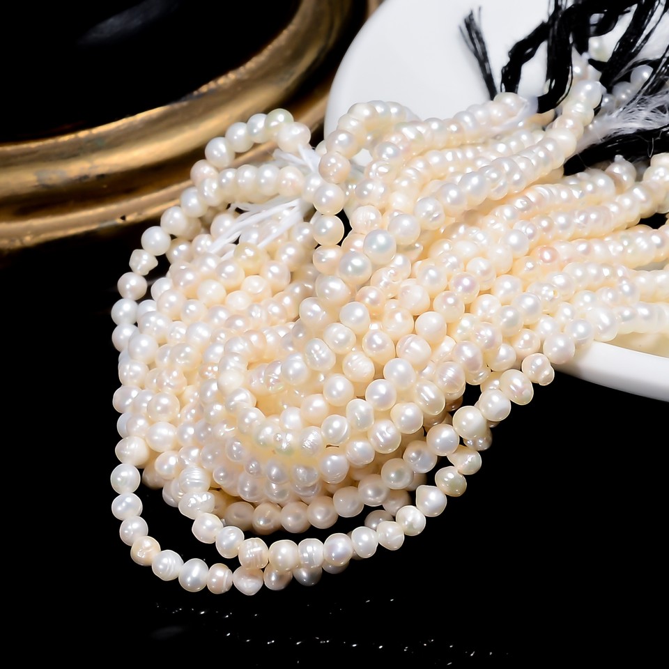 Bracciale In Perle Biwa E Spinello Sfaccettato 3mm - Oro Giallo Placcato, Lunghezza 7,5 Pollici