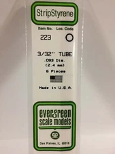 Evergreen Scale Models Styrene Tube .093in .24cm Diameter pkg(6) 223