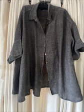Grizas Blouse/ Jacket Grey Crinkle Lightweight 100% Linen Size Large