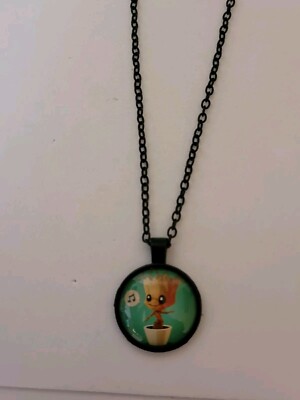 Black Marvel Gaurdians of the Galaxy Groot Tree Pendant Necklace