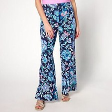 Denim Co. Beach Jersey Petite Wide Leg Pant with Slits 1XP pockets paisley