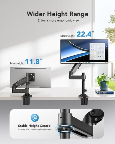 Full Motion Desk Mount Arm Holds 19.8lbs for 13-34 Inch Monitors - Space Saver - Afbeelding 6 van 9