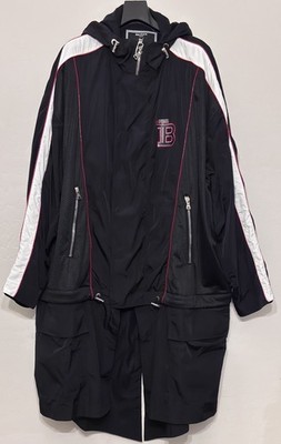 Balmain x Puma Men s Black Hooded Long Parka Coat Full Zip Logo EU 50 (US 40)