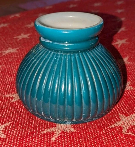 Vintage Small Green/White Ribbed Milk Glass Student Lamp Shade Only READ!
