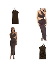 ZARA WOMAN NWT Size (L) BROWN CUT OUT RUCHED DRESS