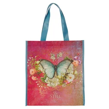 Floral Butterfly Reusable Multicolor Shopping Tote Bag for Women: Be Still -