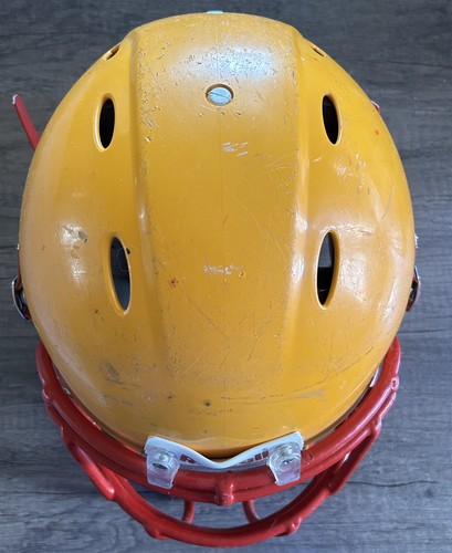 Riddell Speed Revolution Youth Small Football Helmet 2011 Used Gold Red Facemask - Picture 3 of 8