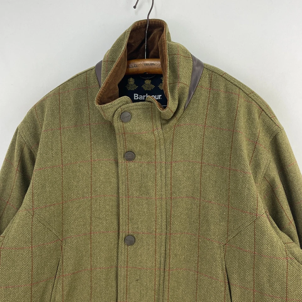 Barbour Lightweight Berwick Tweed Coat Mens Large Green Check Shooting Jacket - Image 4 of 4