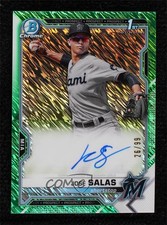 2021 Bowman Chrome Prospects Green Shimmer Refractor 26/99 Jose Salas Auto