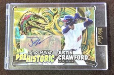 JUSTIN CRAWFORD 2024 Wild Card ⚾️ TRUE GOLD 1/1 DINO-MIGHT PREHISTORIC AUTO👀🔥