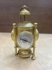 NAUTICAL 3-SIDED BRASS - CLOCK, BAROMETER, THERMOMETER & COMPASS Untested READ