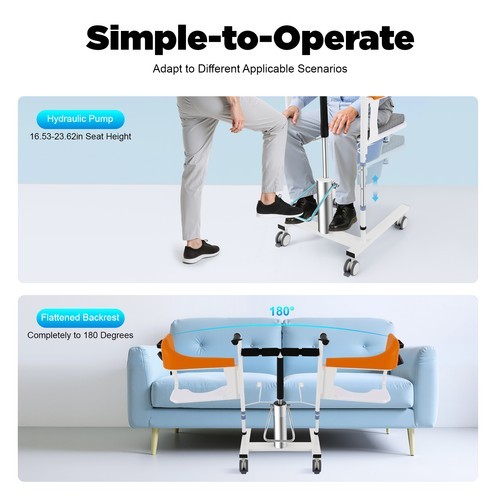 Hydraulic Patient Lift Wheelchair 220LB For Elderly Transfer Chair Nursing Chair