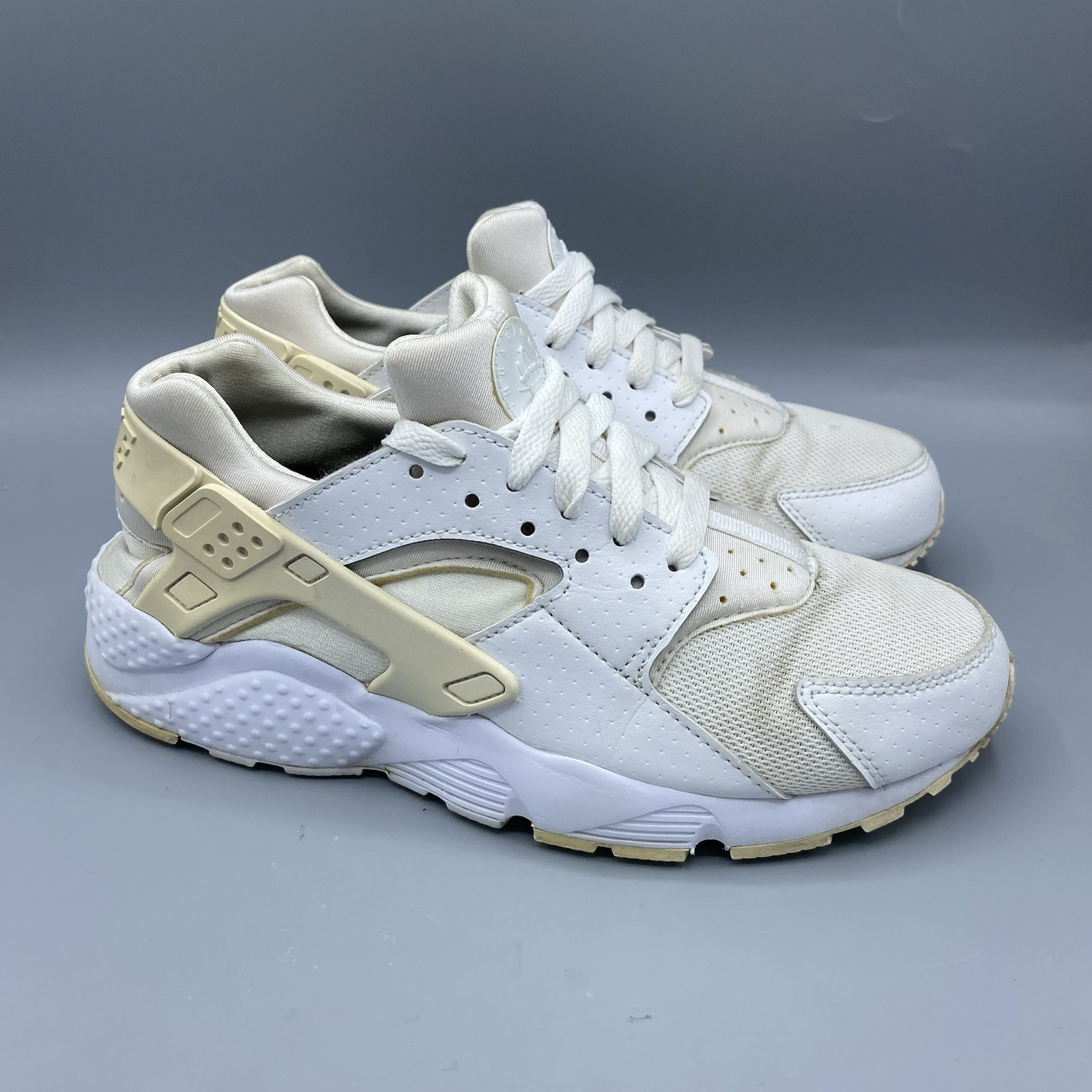 SAOLA Nike Air Huarache Scarpe Run Ragazzo Triple Bianco Sneakers 654275 110 Taglia 7Y