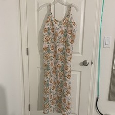 World Market Women’s Maxi Dress S/M White Floral Spaghetti Strap Side Slit