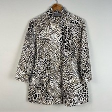 Chico's Zenergy Animal Print 3/4 Sleeve Unlined Polyester Zip Jacket Sz 2/Large