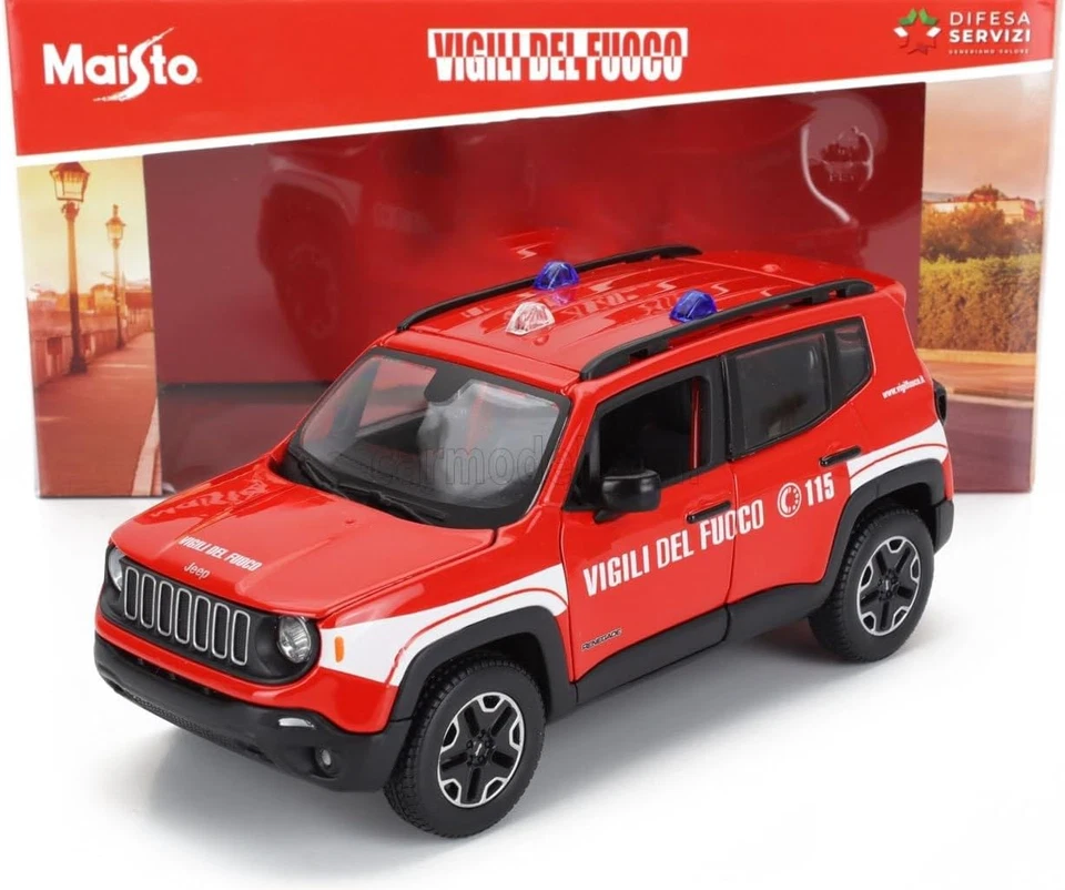 - Jeep Renegade Vigili Del Fuoco, Scala 1:24, Modellino Diecast Con Portiere E C - Immagine 2 di 4