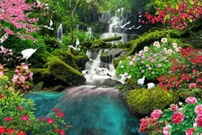 Forest Waterfall Landscape Canvas Wall Art Home Decor Poster Prints Painting 114