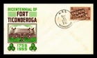 US COVER FORT TICONDEROGA BICENTENNIAL FDC KEN BOLL CACHET CRAFT NAVAL CANCEL