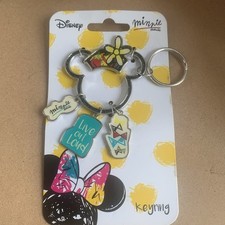 NEW DISNEY Minnie Mouse Ears Charms Metal Keyring BNWT Live Out Loud