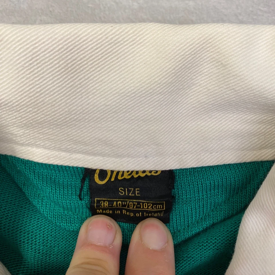 Camisa de Rugby Verde Masculina O'Neills Manga Longa Brasão Trevo Gola Branca Tamanho G - Imagem 3 de 4