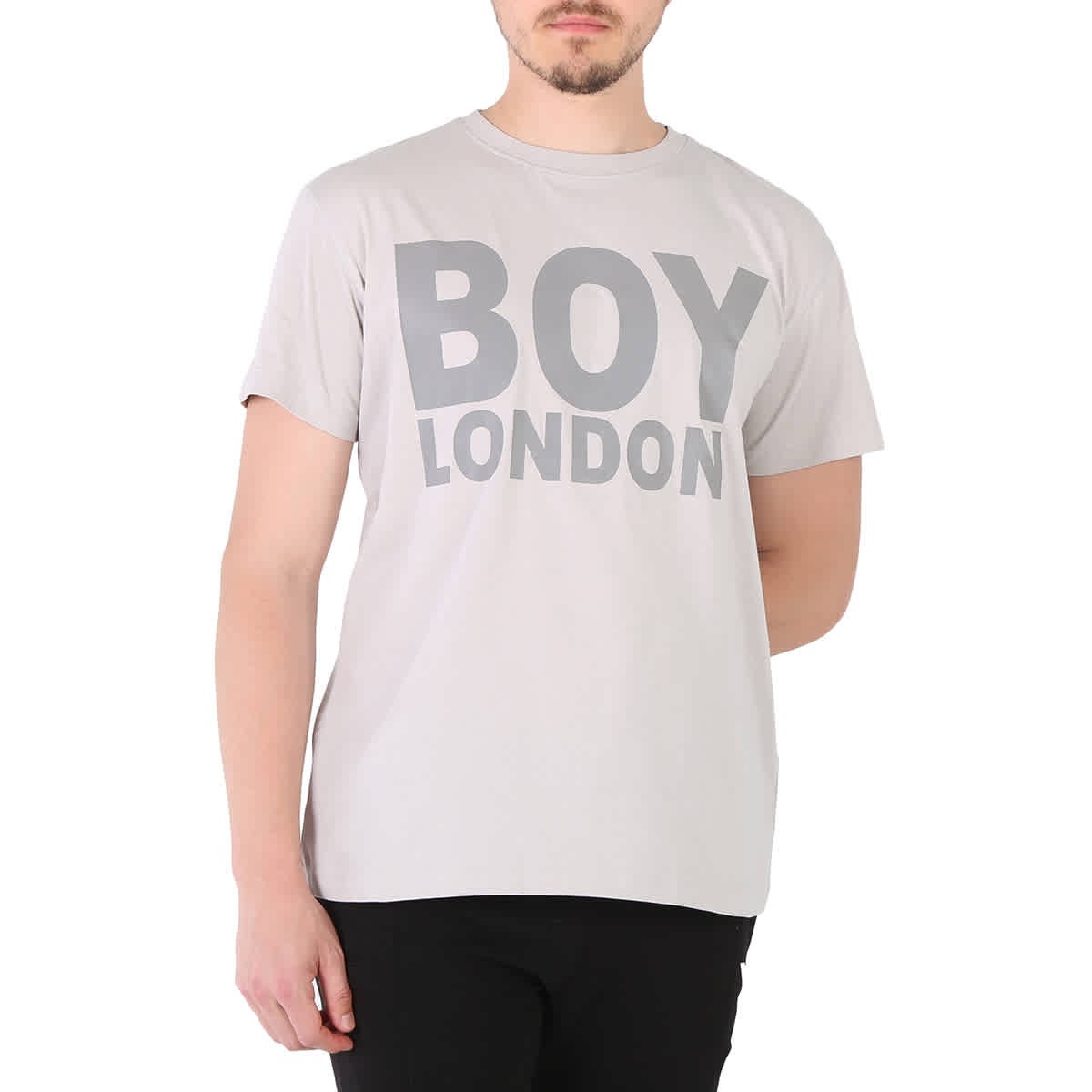 Светоотражающая футболка с логотипом Boy London Светло-серого цвета 4390₽