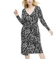 Diane Von Furstenberg DVF Target Black White Midi Wrap Dress Sea Spots Size XS