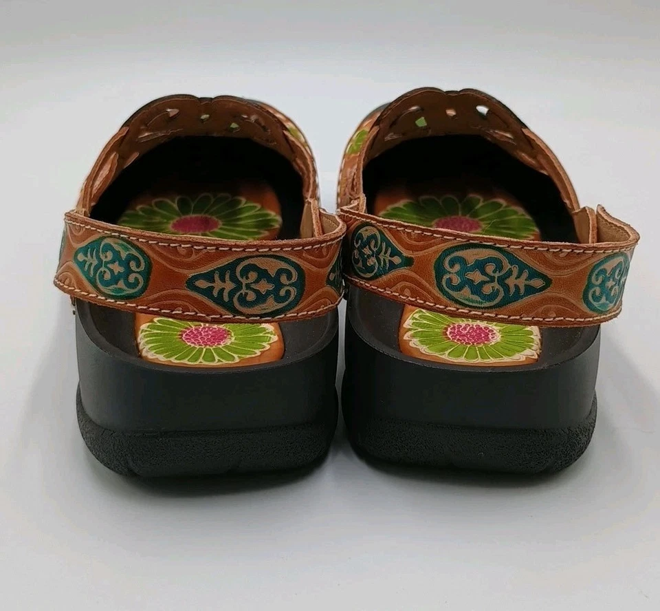 Spring Step L'Artiste Bombay Camel Clogs Slip On Painted Shoes Size 36 / US 5.5 - Image 4 of 4