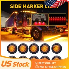 10X Mini 3/4" Amber 3 Round Side LED Marker Trailer 12V Truck Bullet Light Lamps