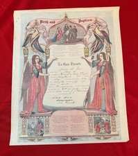 antique original PA Dutch FRAKTUR Geburts Und Taufschein 1883 ESTATE SALE FIND