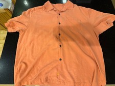 Tommy Bahama Men's XL Silk Coral Textured Floral Hawaiian Button Front Shirt