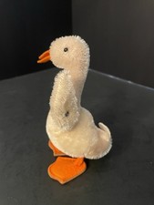 Vintage Steiff Mohair Tulla Gosling Goose with Steiff Button Felt Beak Feet 5