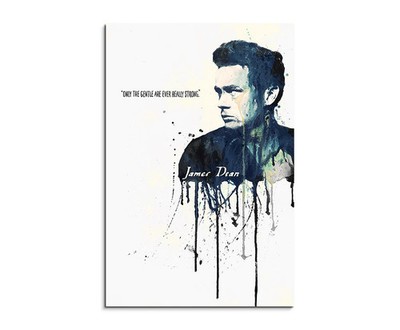 60x90cm James Dean II Aquarell Art Wandbild auf Leinwand fertig gerahmt